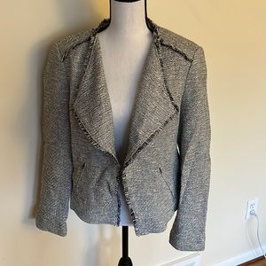LOFT EUC Black and White Tweed Blazer